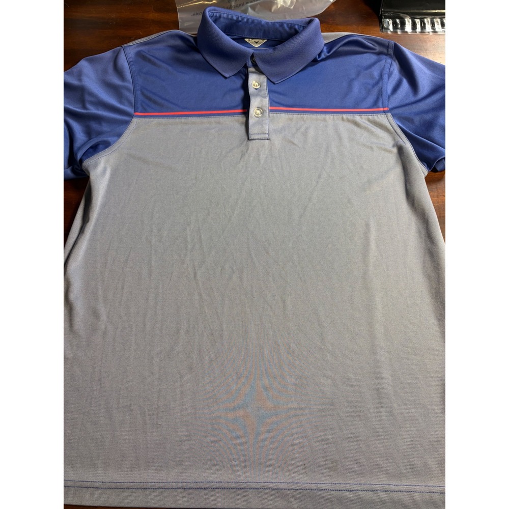 Callaway Golf Polo Shirt Mens XL Blue Grey Short Sleeve Performance Top